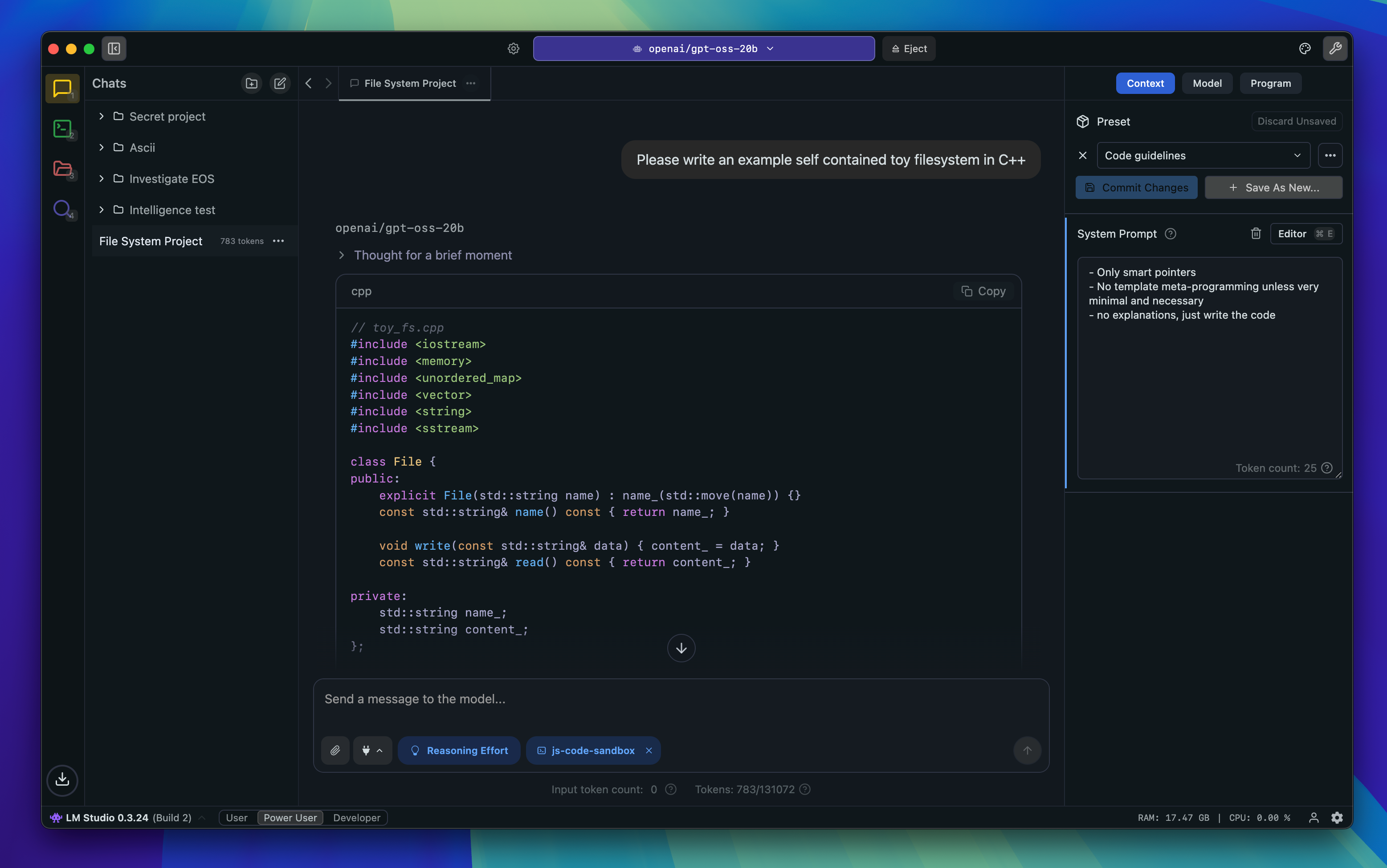 Screenshot of the LM Studio application