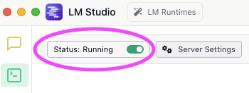 LM Studio server running in GUI