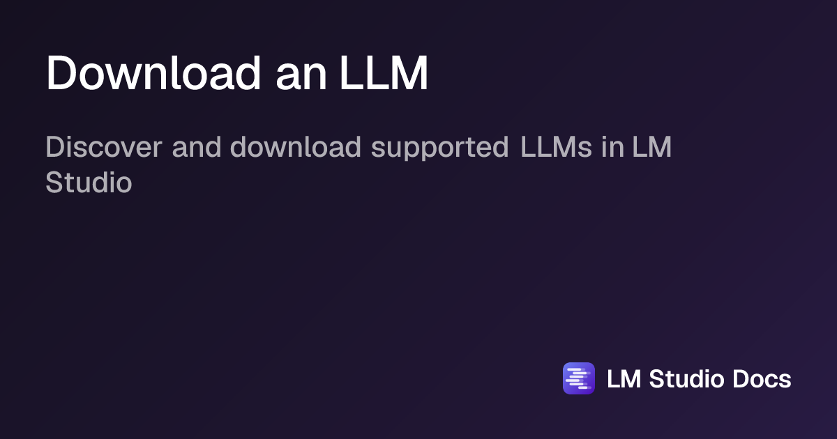 Download an LLM | LM Studio