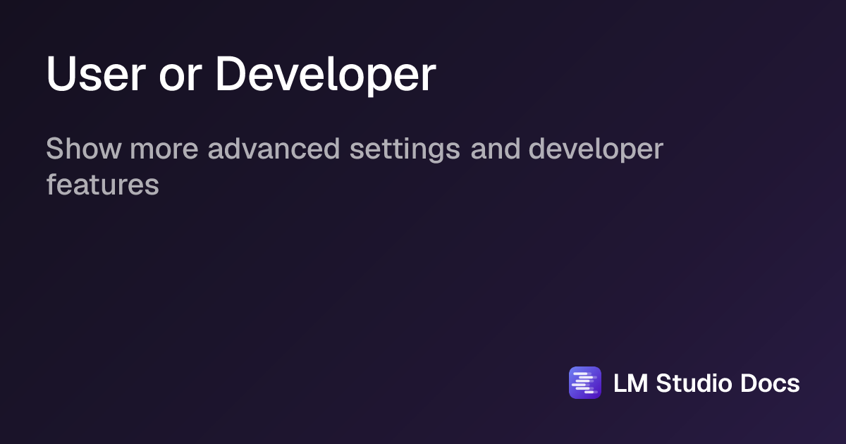 User or Developer | LM Studio
