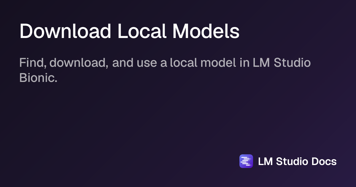 Download Local Models | LM Studio