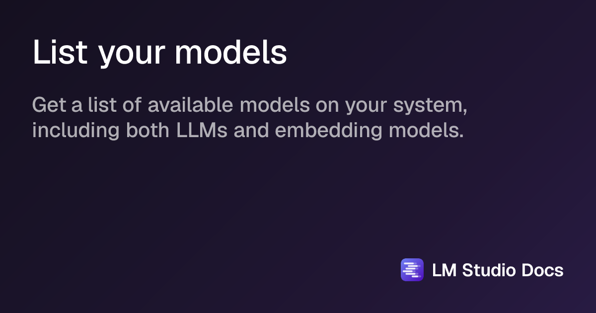 List your models | LM Studio