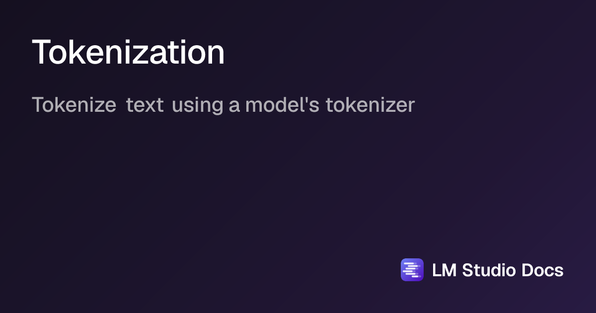 Tokenization | LM Studio