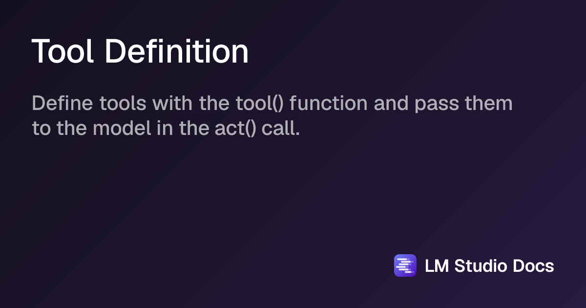 Tool Definition | LM Studio
