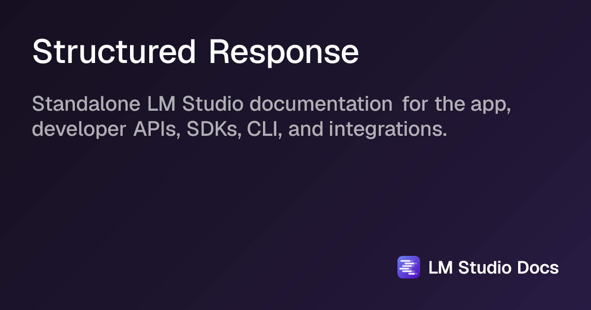 Structured Response | LM Studio