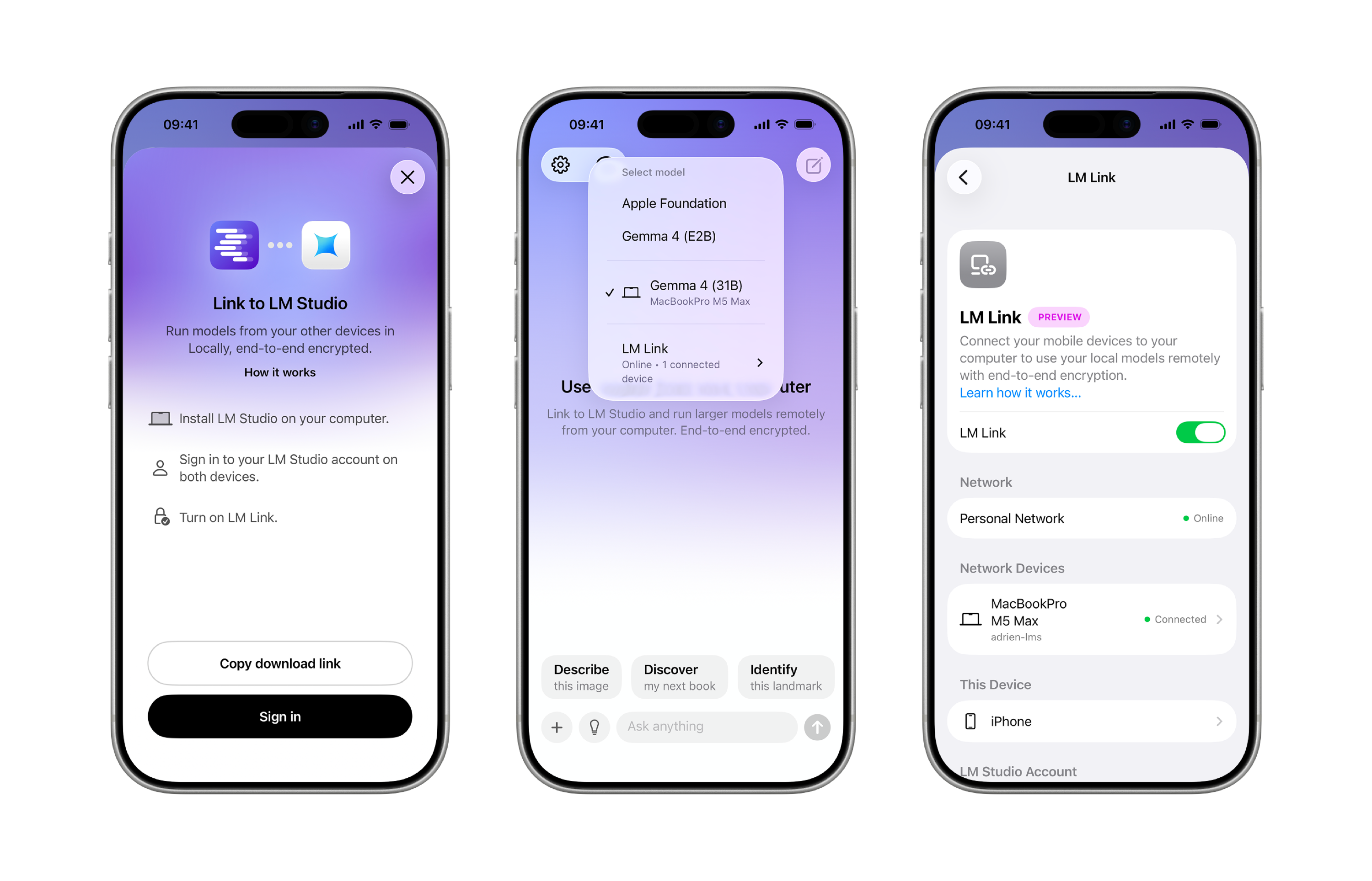 Locally with LM Link on iPhone