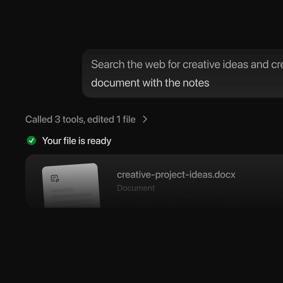 Bionic creating a document from a prompt